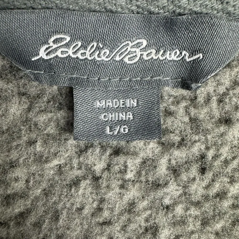 Eddie Bauer Sweater Fleece Mens Large Heavy Sherpa Lined Long Sleeve 1/4 Zip EUC